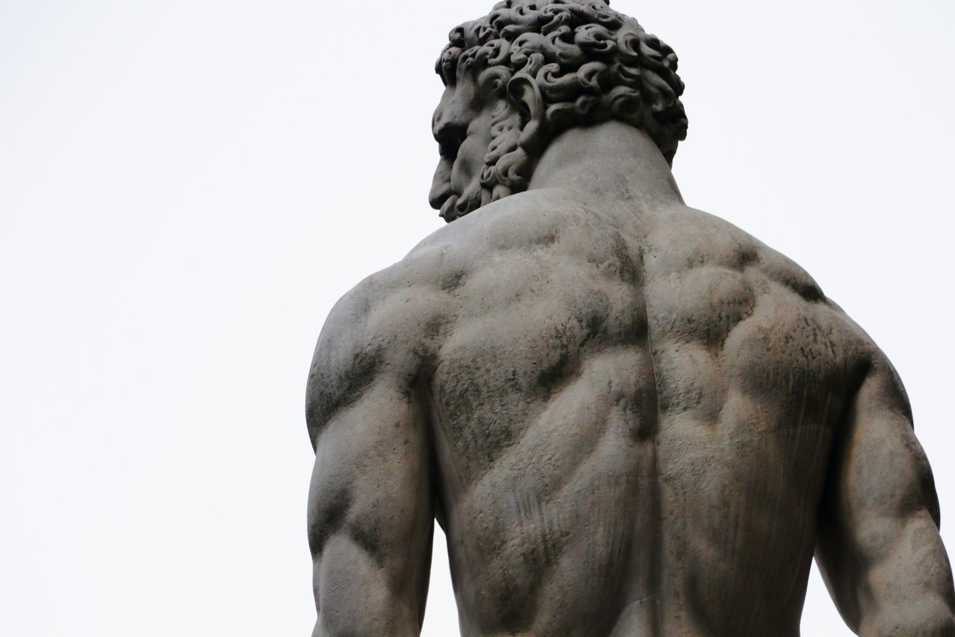 Dos musclé d'une statue d'Hercule